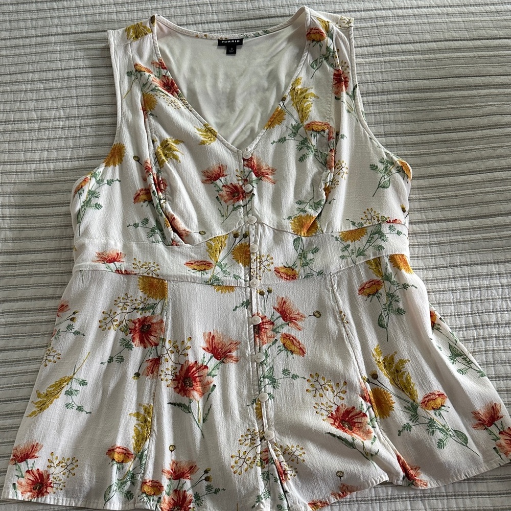 Torrid Floral Button-Front Blouse